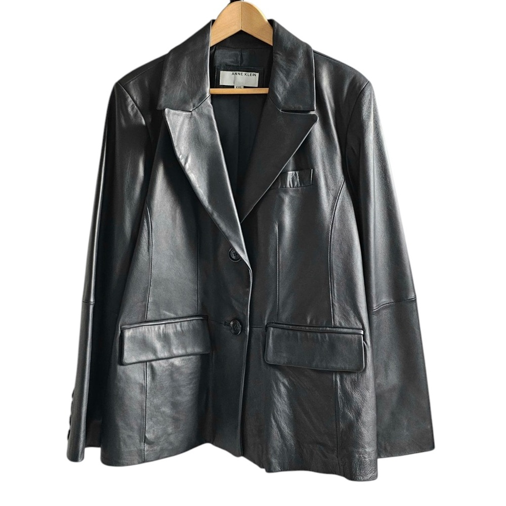 Anne Klein Women’s Black Leather Jacket Sz XXL